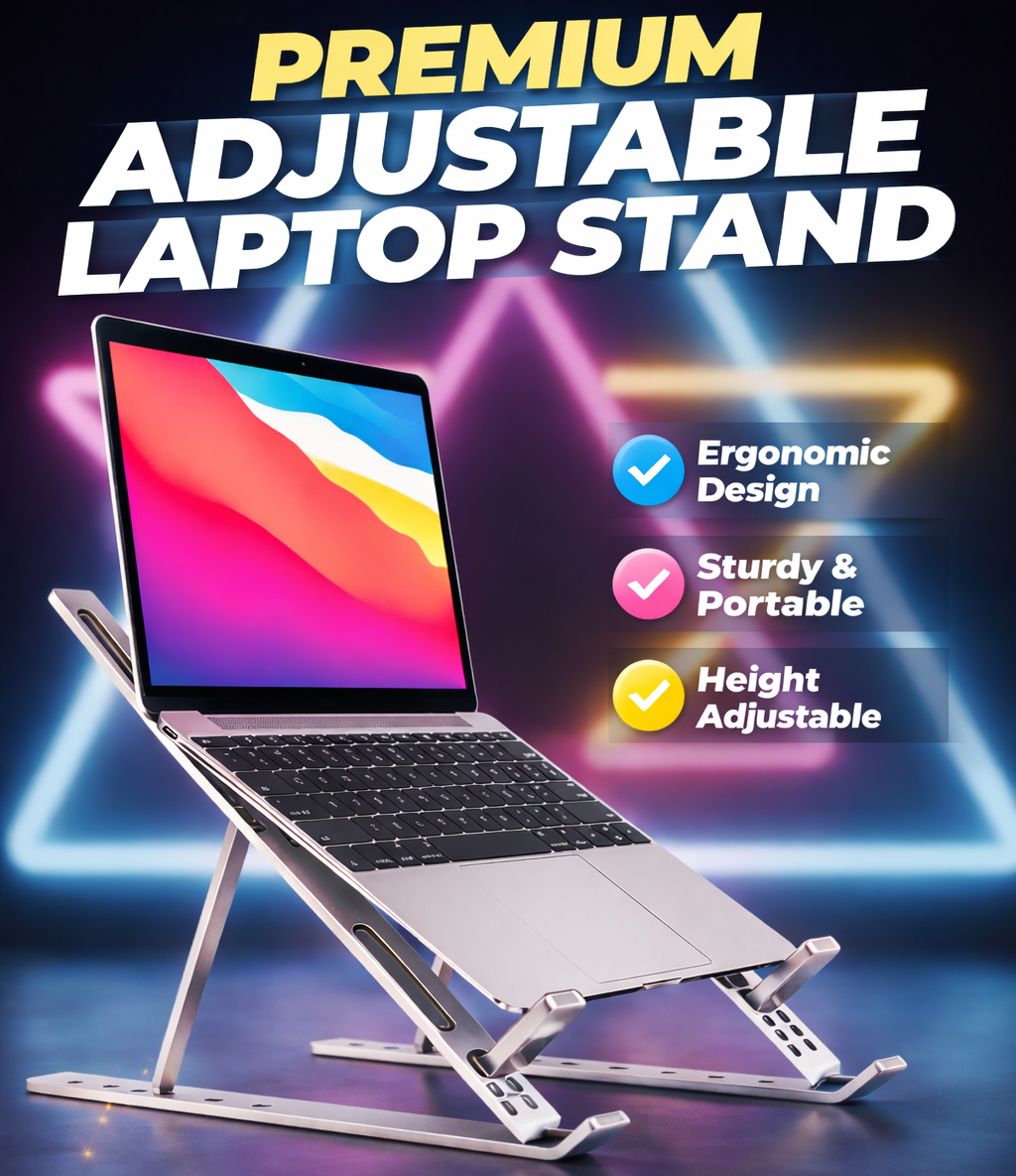 Aluminium Laptop Stand - Adjustable 6-Level Height