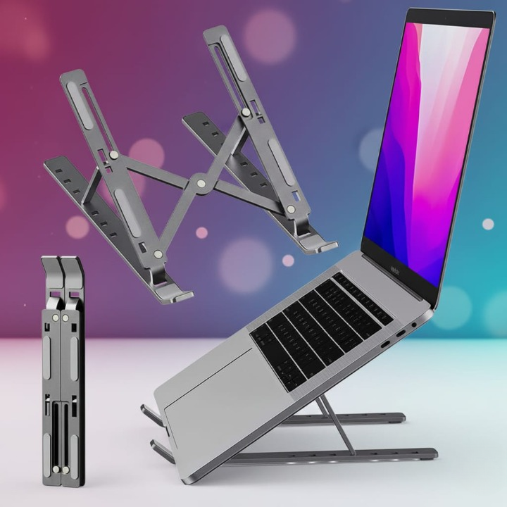 Aluminium Laptop Stand - Adjustable 6-Level Height